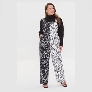NWT Plus Size Floral Colorblock Overalls